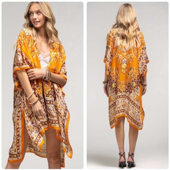 💼 Floral Lightweight Kimono ~ Color block ~  OSFM - Picture 8 of 11